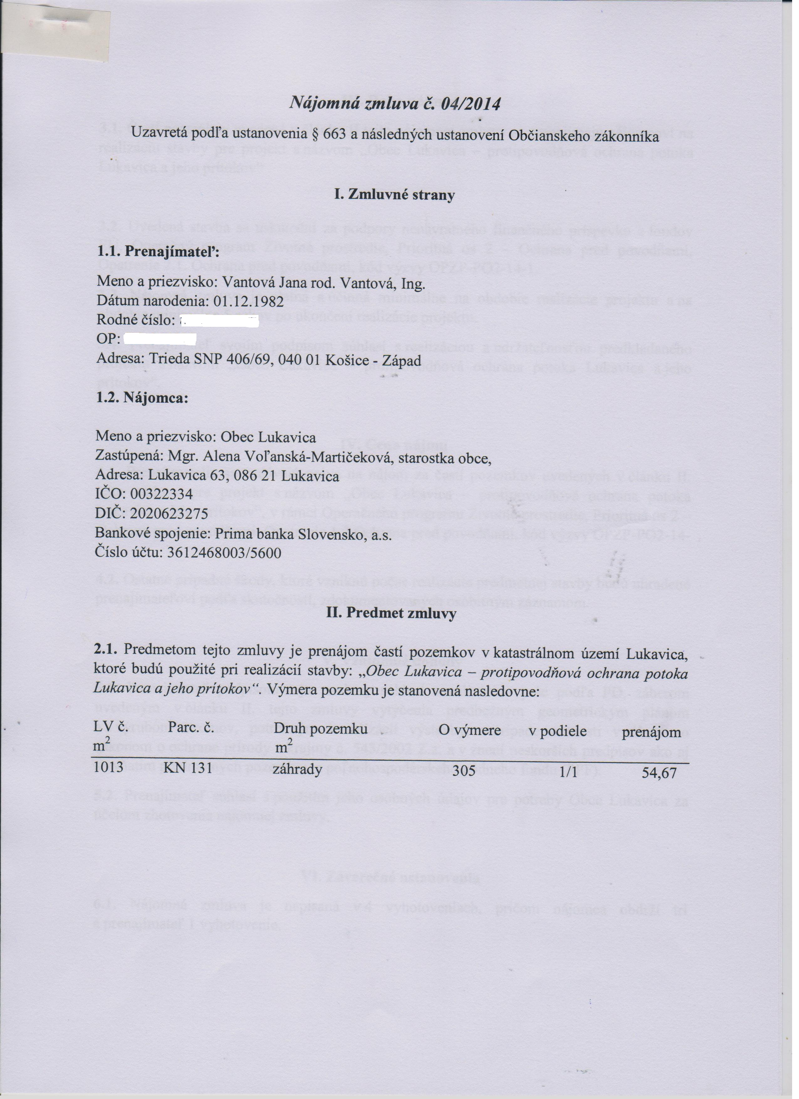 Nájomná zmluva č.4  01